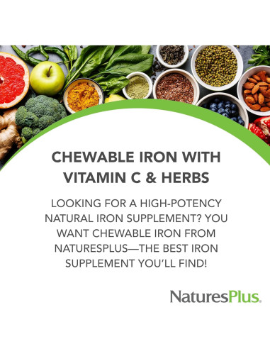 Suplemento de Hierro Masticable NaturesPlus Cereza 90 Tabletas