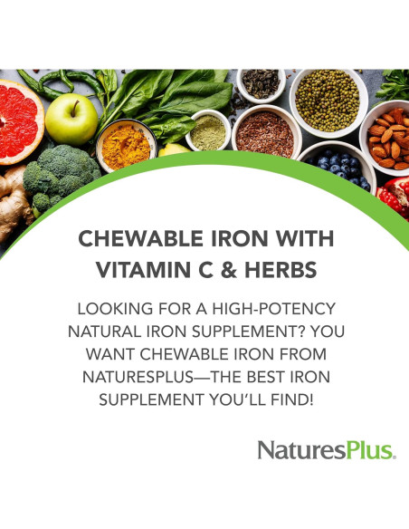 Suplemento de Hierro Masticable NaturesPlus Cereza 90 Tabletas Suplemento de Hierro Masticable NaturesPlus Cereza 90 Tabletas