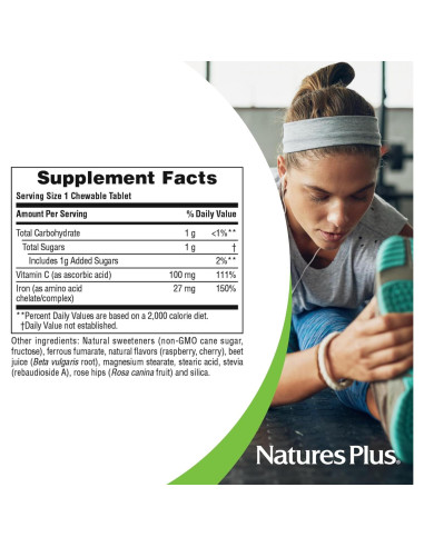 Suplemento de Hierro Masticable NaturesPlus Cereza 90 Tabletas