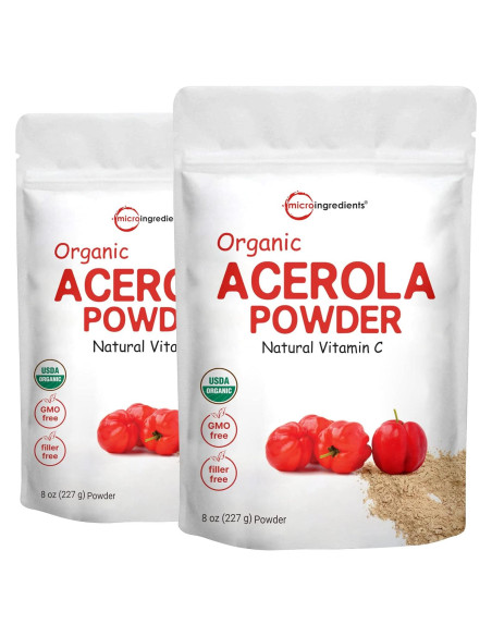 Paquete de 2 Polvo de Cereza Acerola Orgánica Micro Ingredients 226g Paquete de 2 Polvo de Cereza Acerola Orgánica Micro Ingredients 226g