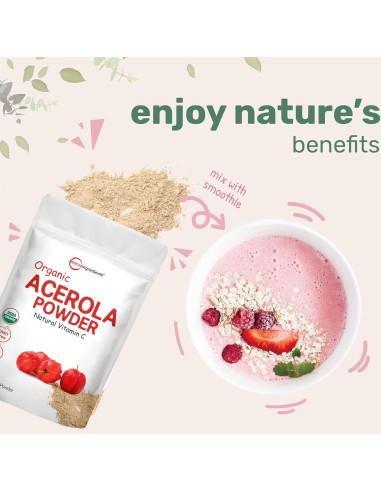 Paquete de 2 Polvo de Cereza Acerola Orgánica Micro Ingredients 226g
