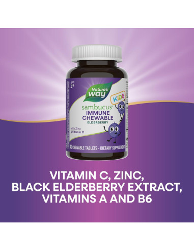 Masticables Inmunológicos Nature's Way Sambucus 40 Tabletas