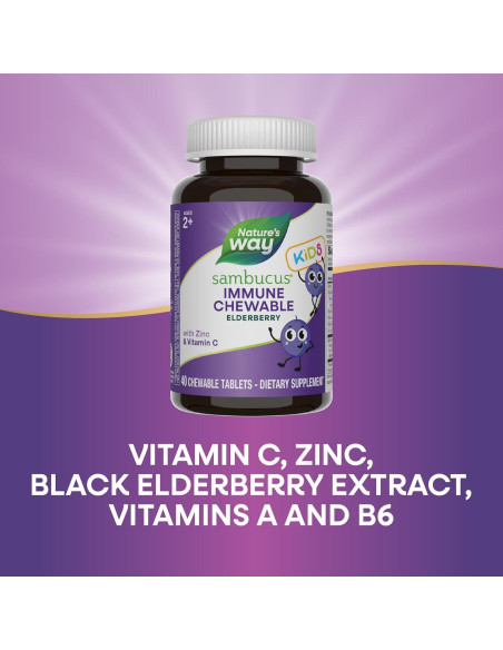 Masticables Inmunológicos Nature's Way Sambucus 40 Tabletas Masticables Inmunológicos Nature's Way Sambucus 40 Tabletas