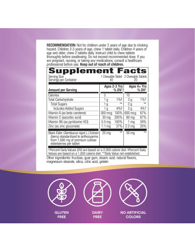 Masticables Inmunológicos Nature's Way Sambucus 40 Tabletas