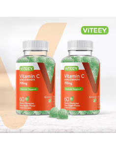 Gomitas de Vitamina C Viteey 700mg Veganas Sabor Manzana 60 Unidades 2