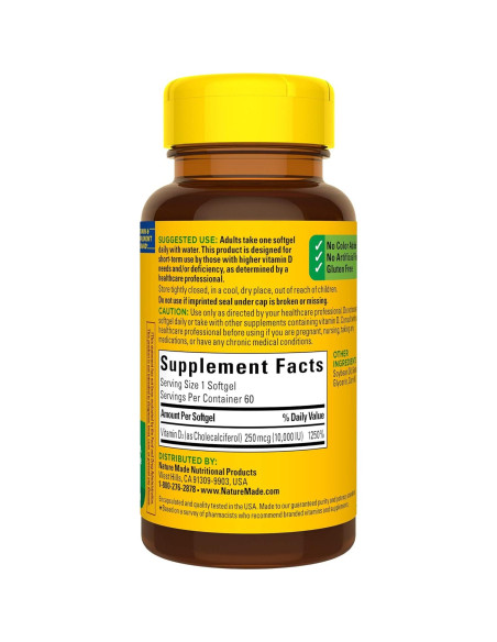 Nature Made Vitamina D3 10000 UI 250 mcg 60 Gelatinas Blandas