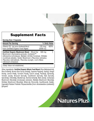 Vitamina D3 Orgánica Nature's Plus 5000 IU 60 Cápsulas Veganas