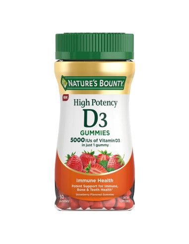 Gomitas de Vitamina D3 5000 UI Nature's Bounty Sabor Fresa 60 Unidades
