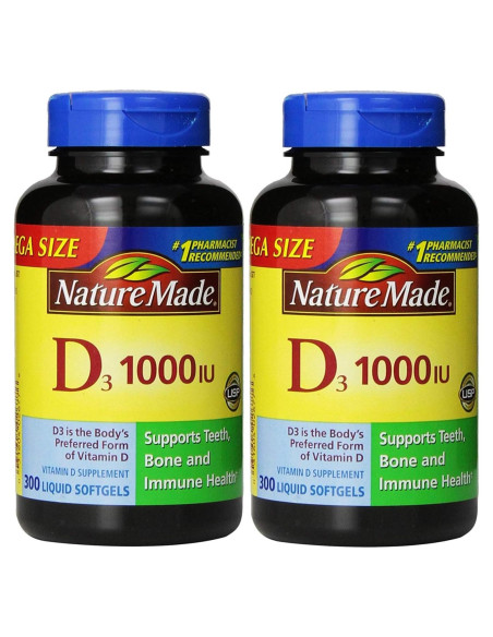 Vitamina D3 1000 UI Nature Made 600 Gelatinas Blandas Vitamina D3 1000 UI Nature Made 600 Gelatinas Blandas