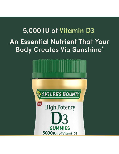 Gomitas de Vitamina D3 5000 UI Nature's Bounty Sabor Fresa 60 Unidades