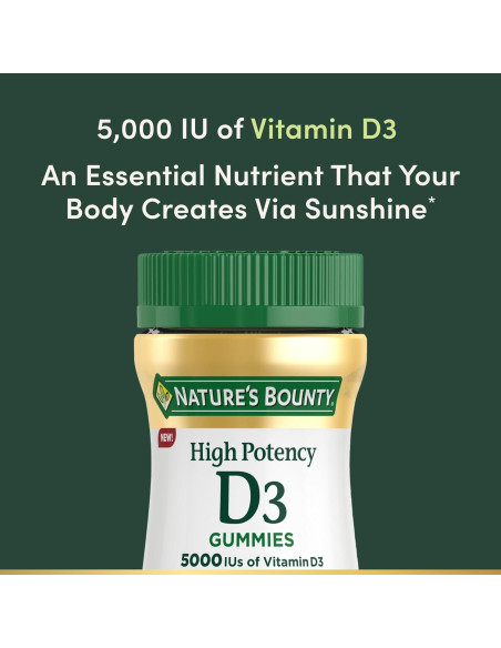 Gomitas de Vitamina D3 5000 UI Nature's Bounty Sabor Fresa 60 Unidades