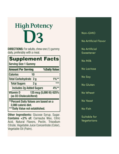 Gomitas de Vitamina D3 5000 UI Nature's Bounty Sabor Fresa 60 Unidades