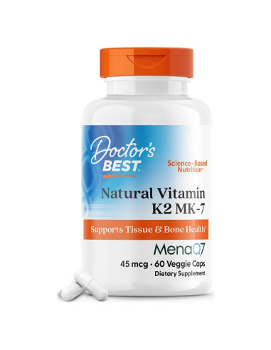 Vitaminas K2 MK-7 Doctor's Best 60 Cápsulas Veganas Sin Gluten