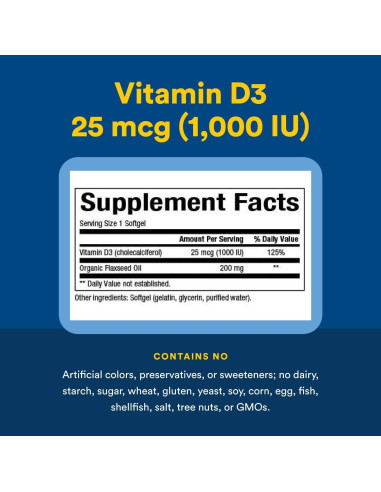 Vitamina D3 1000 UI Factores Naturales 180 Tabletas