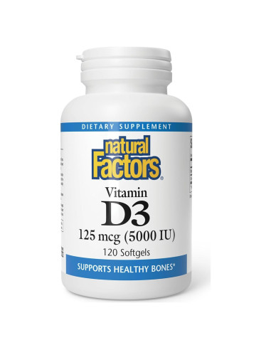 Vitamina D3 5000 UI Factores Naturales 120 Gelatinas Blandas