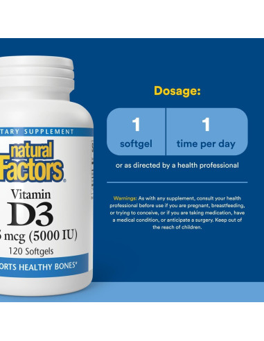 Vitamina D3 5000 UI Factores Naturales 120 Gelatinas Blandas
