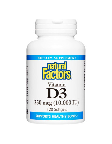 Vitamina D3 10000 UI Factores Naturales 120 Gelatinas Blandas