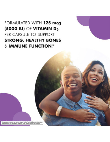 Suplemento Vitamina D3 5000 UI Bluebonnet 120 Cápsulas Vegetales