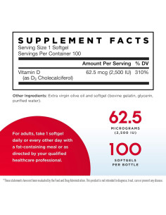Vitamina D3 2500 UI Jarrow Formulas - 100 Gelatinas Blandas 2