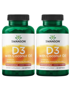 Suplemento Vitamina D-3 Swanson Ultra 5000 UI con Aceite de Coco - 60 Gelatinas Blandas