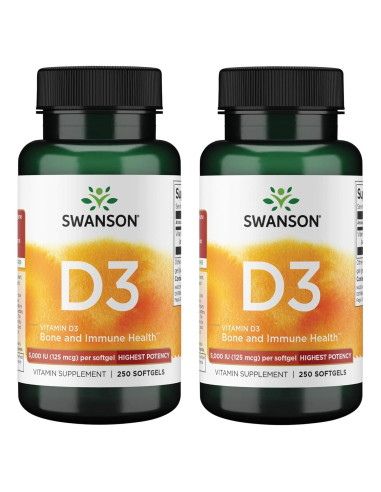 Suplemento Vitamina D3 Swanson 250 Cápsulas Blandas