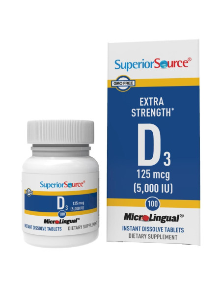 Vitamina D3 5000 UI Superior Source - 100 Tabletas Sublinguales Vitamina D3 5000 UI Superior Source - 100 Tabletas Sublinguales