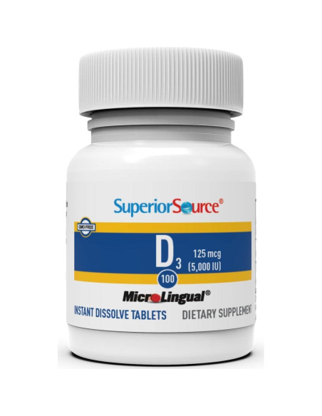 Vitamina D3 5000 UI Superior Source - 100 Tabletas Sublinguales Vitamina D3 5000 UI Superior Source - 100 Tabletas Sublinguales