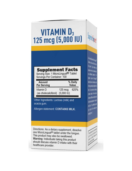 Vitamina D3 5000 UI Superior Source - 100 Tabletas Sublinguales Vitamina D3 5000 UI Superior Source - 100 Tabletas Sublinguales