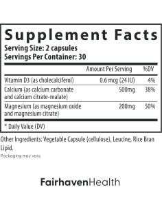 Suplemento Calcio y Magnesio Fairhaven Health 500mg/200mg 2