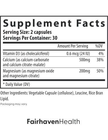Suplemento Calcio y Magnesio Fairhaven Health 500mg/200mg