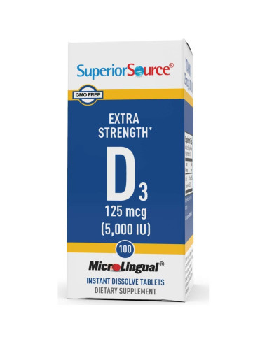 Vitamina D3 5000 UI Superior Source - 100 Tabletas Sublinguales