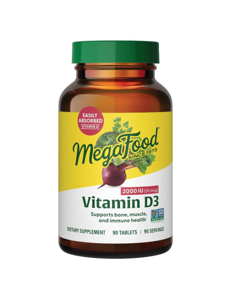 MegaFood Vitamina D3 2000 UI (50 mcg) - 90 Tabletas Vegetariano