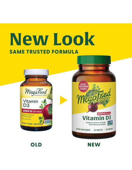 MegaFood Vitamina D3 2000 UI (50 mcg) - 90 Tabletas Vegetariano