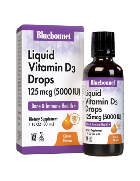 Gotas Líquidas de Vitamina D3 Bluebonnet 125 mcg 29.57 ml