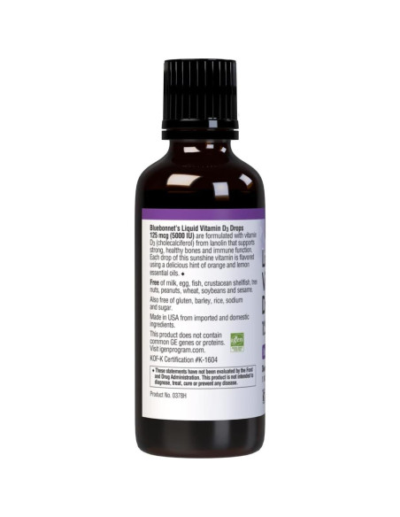 Gotas Líquidas de Vitamina D3 Bluebonnet 125 mcg 29.57 ml