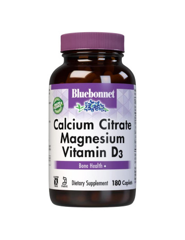 Capletas de Citrato de Calcio y Magnesio Bluebonnet 180 Unidades