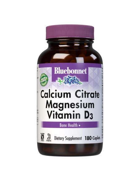 Capletas de Citrato de Calcio y Magnesio Bluebonnet 180 Unidades