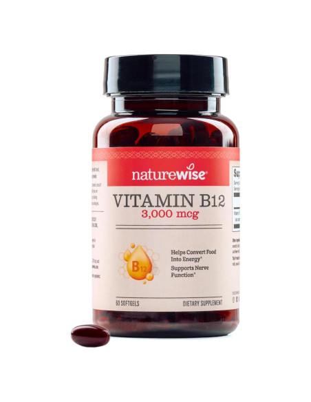 NatureWise Vitamina B12 3000 mcg - Suplemento Energético - 60 Gelatinas Blandas