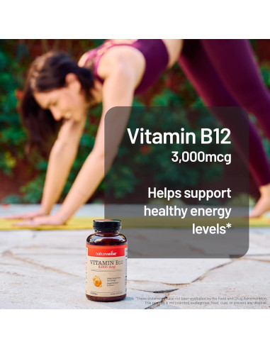 NatureWise Vitamina B12 3000 mcg - Suplemento Energético - 60 Gelatinas Blandas