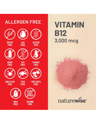 NatureWise Vitamina B12 3000 mcg - Suplemento Energético - 60 Gelatinas Blandas