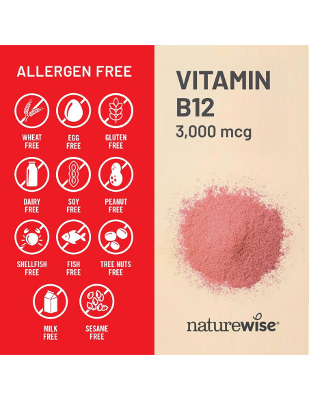 NatureWise Vitamina B12 3000 mcg - Suplemento Energético - 60 Gelatinas Blandas