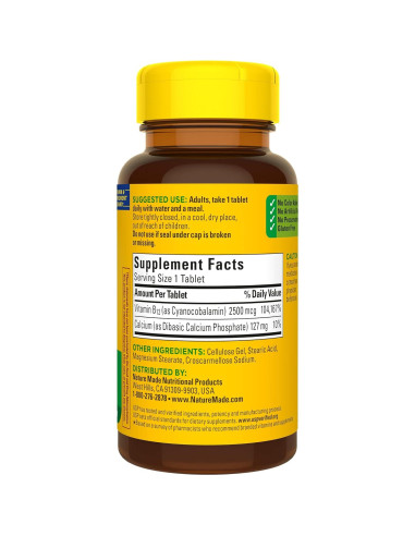 Vitamina B12 Extra Fuerte Nature Made 2500 mcg 60 Tabletas