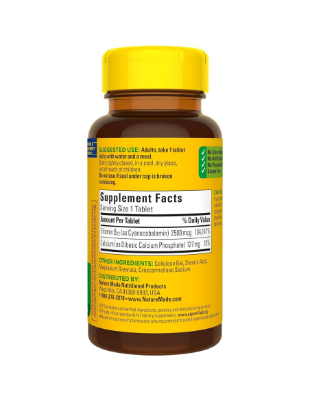 Vitamina B12 Extra Fuerte Nature Made 2500 mcg 60 Tabletas