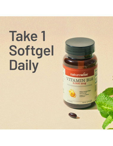 NatureWise Vitamina B12 3000 mcg - Suplemento Energético - 60 Gelatinas Blandas