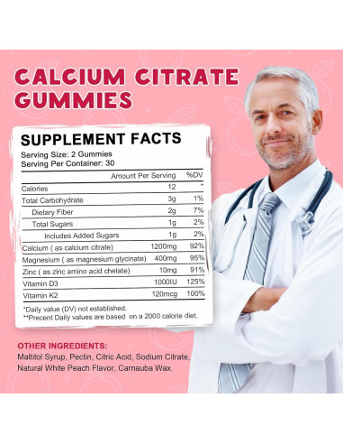 Gomas de Citrato de Calcio 1200mg LUCNVEM con Vitamina D3