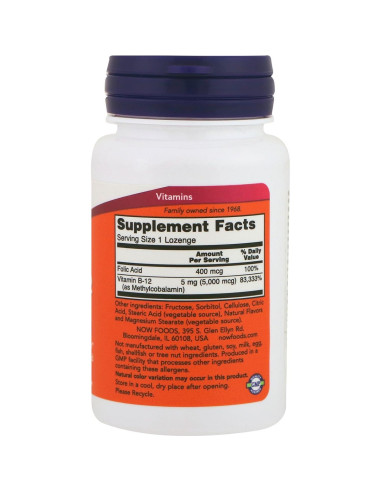 Suplemento de Vitamina B12 NOW Foods 5000 MCG 120 Pastillas