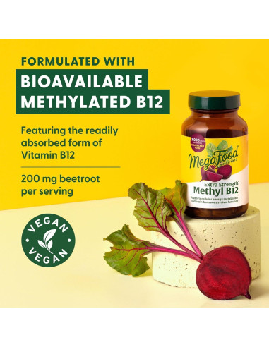 MegaFood Vitamina B12 Methyl 3000mcg Vegana 90 Cápsulas