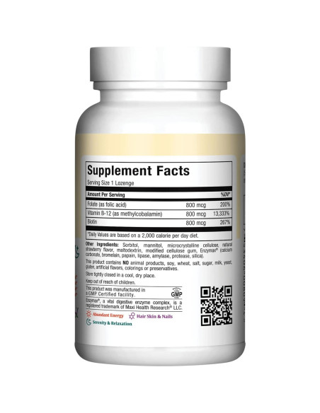 Pastillas Sublinguales de Vitamina B12 Maxi - 90 Unidades