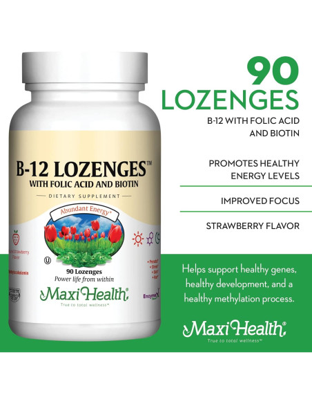 Pastillas Sublinguales de Vitamina B12 Maxi - 90 Unidades