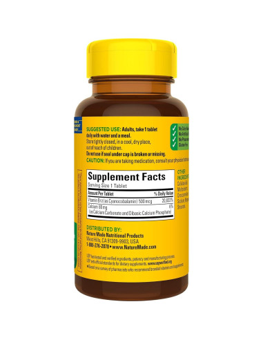 Nature Made Vitamina B12 500 mcg - 100 Tabletas Suplemento Energético